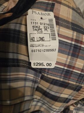 Jos. A. Bank Plaid Button-Up Shirt - Taupe, Navy, Cream